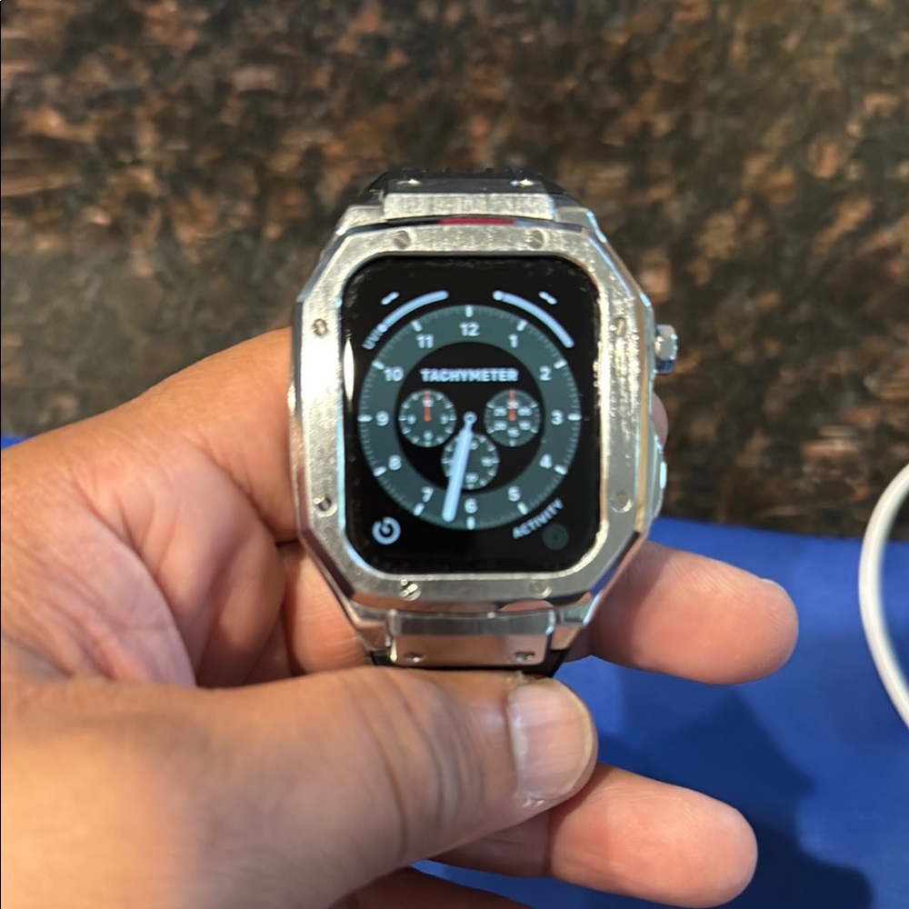 Silver Smartwatch with Black Dial
